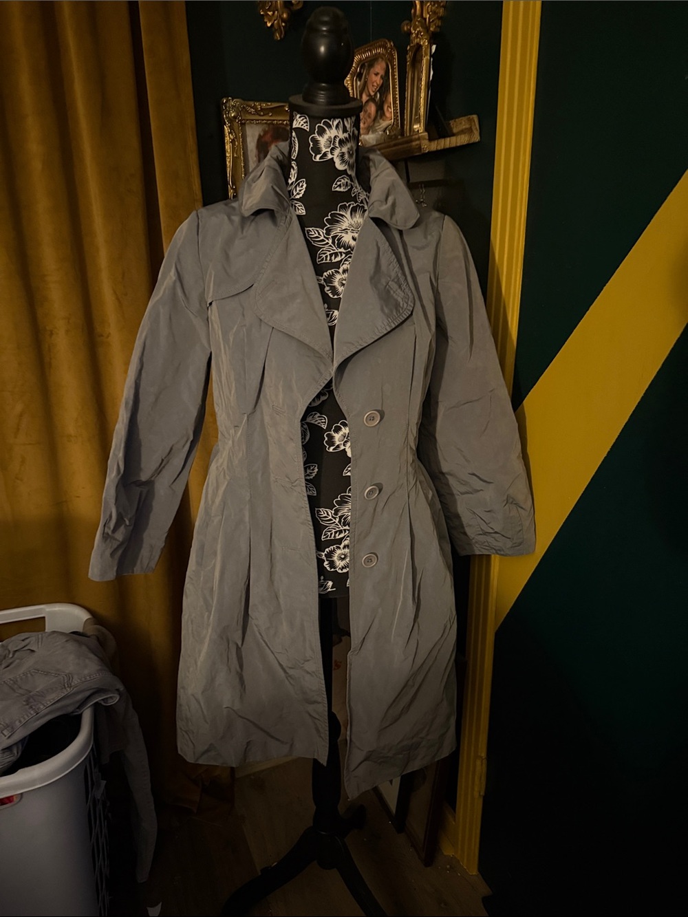 Classic Women's Light Gray Trench rain Coat